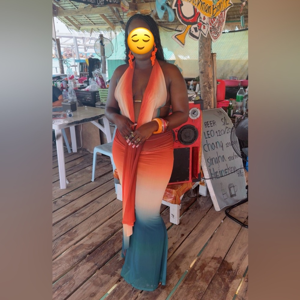 Gradient Halter Maxi Skirt Set